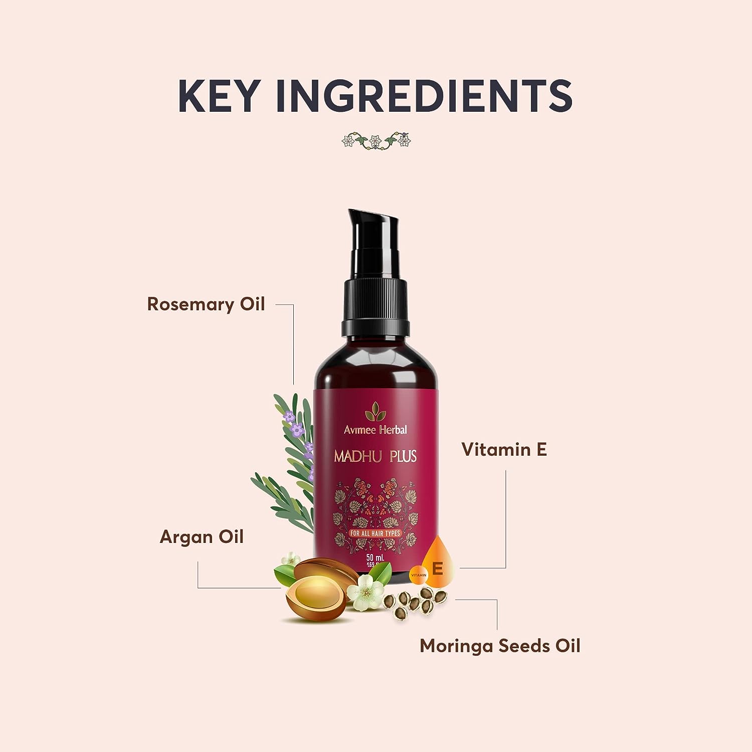 Avimee Herbal Madhu Plus herbal hair serum with SPF 15 Reduces Frizz & Detangles Hair For Dry, Flyaway & Frizzy Hair  50 ML image 2