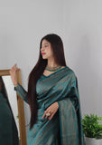 Banarasi Soft Silk Saree With Unstitched Blouse image 4