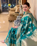 Banarasi Soft Silk Saree With Blouse image 5