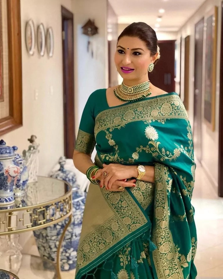 Banarasi Soft Silk Saree With Blouse image 6
