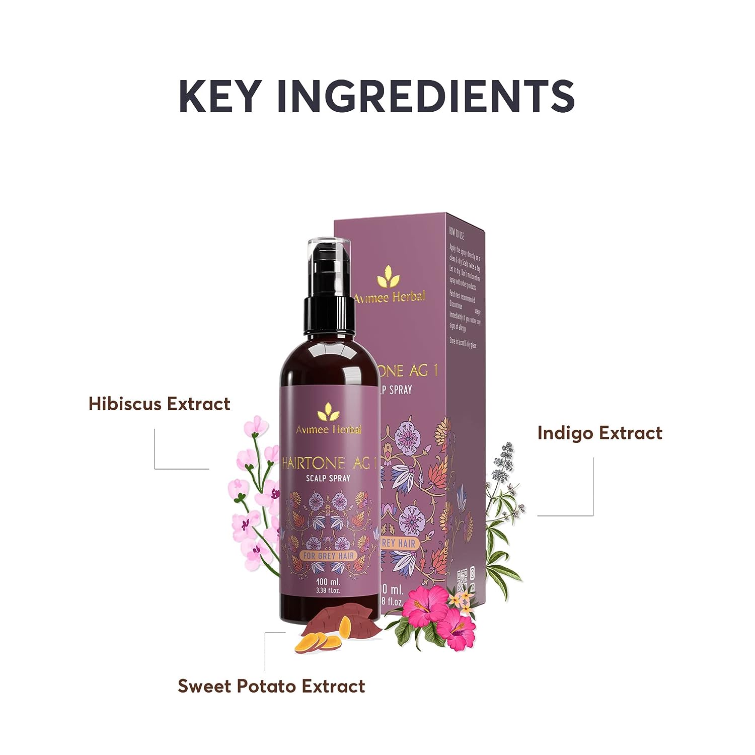 Avimee Herbal Hairtone AG1 Anti-Greying Scalp Spray  100 ML image 2