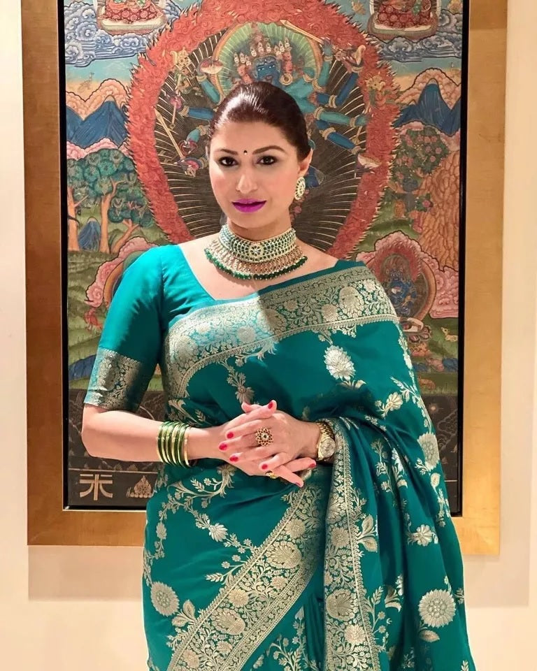 Banarasi Soft Silk Saree With Blouse image 7