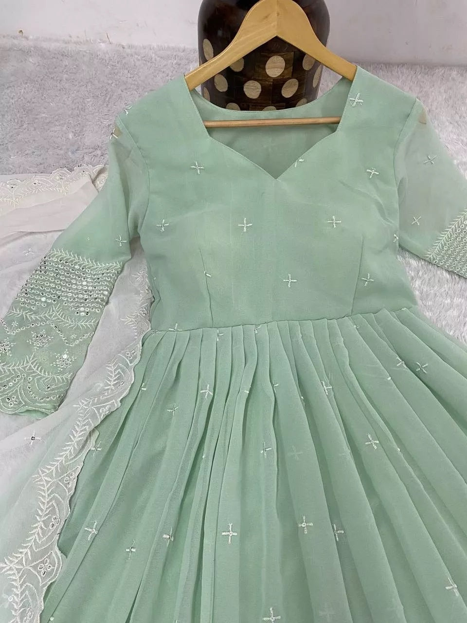 Faux Georgette Sequence With Embroidery Work Gown Dresses With Dupatta image 6