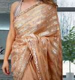 Georgette & Embroidery Sequence Work Saree With Blouse image 2