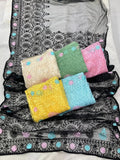 Soft Net & Chikankari Embroidery Work Saree With Blouse image 8