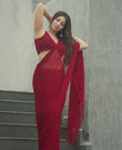 Pure Smooth Georgette Saree, Pure velvet With Sequence Work Blouse image 1