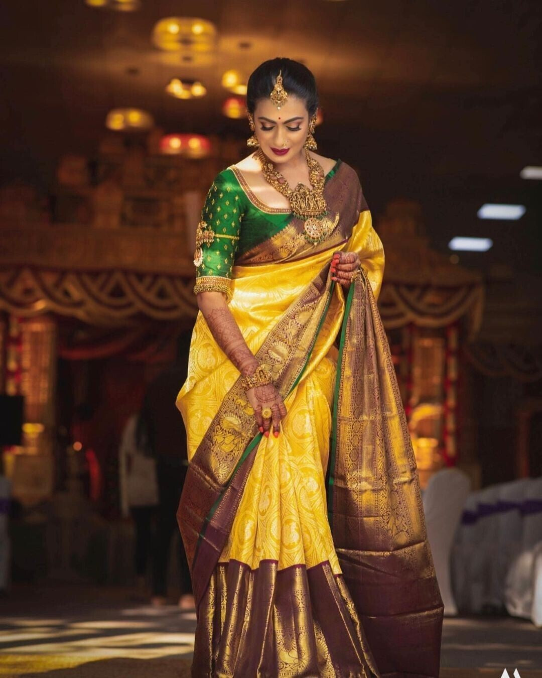 Yellow Soft Silk with Beautiful Rich Design Pallu Saree image 2