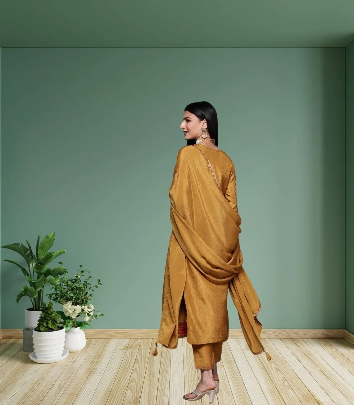 Viscose Jacquard Work Kurti Bottom With Dupatta image 4