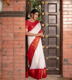 Soft Lichi Silk Saree And Blouse image 3