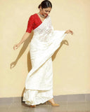 Georgette Sequence Cotton Thread Work Saree image 3