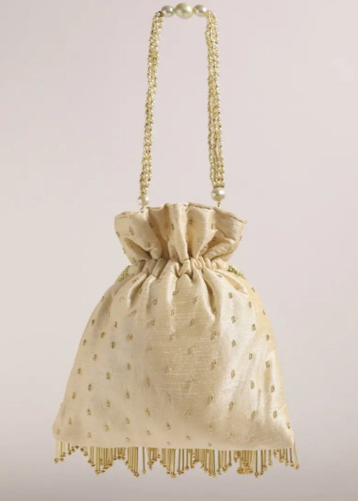 Designer Cream White Potli Bag image 3