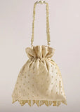 Designer Cream White Potli Bag image 3