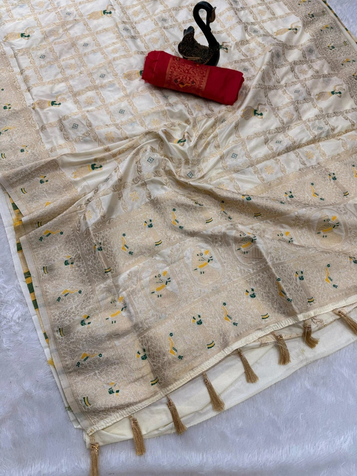 Pure Soft Khadi Georgette Silk Traditional Festival Wear Sari With Blouse 11-SS image 2