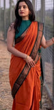 Orange color Soft Lichi Silk Jacquard Weaving Work Saree With Blouse image 3