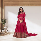 Georgette With Embroidery Design Work Gown Dresses With Dupatta image 3