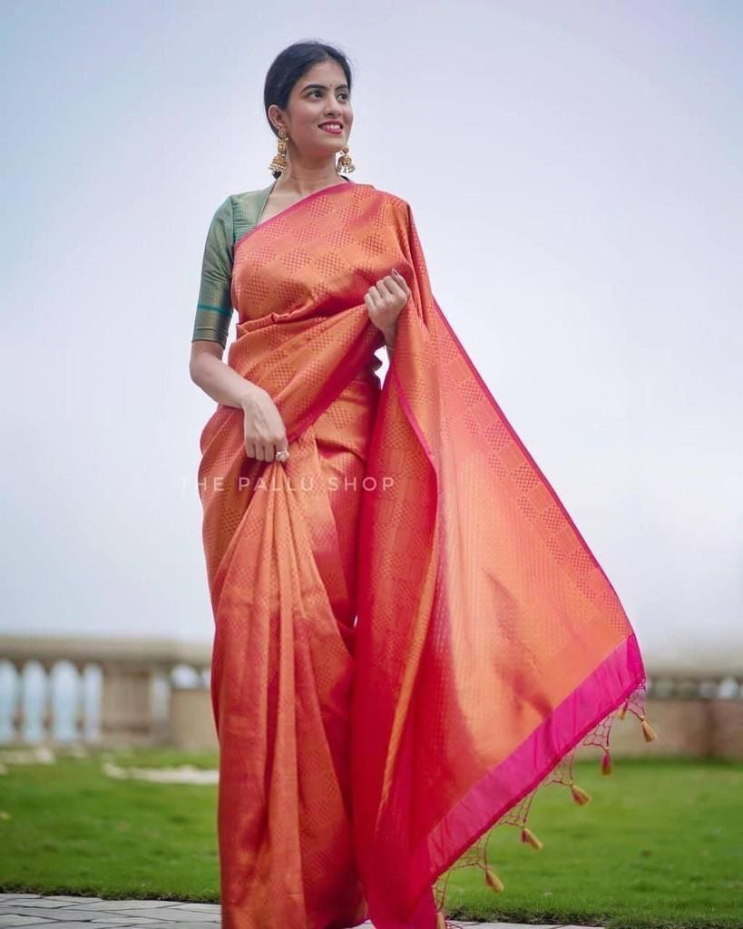 Soft Lichi Silk & Jacquard Work Saree With Blouse image 3