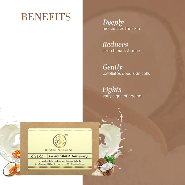 Khadi Natural Herbal Coconut Milk & Honey Soap, 125 g image 3