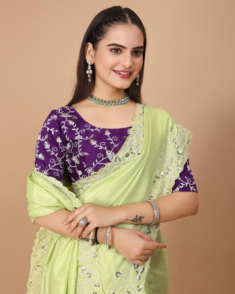 Dolla Silk Embroidery Work Saree image 3
