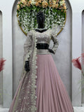 Faux Georgette Thread 9MM Sequence Work Lehenga Choli image 3