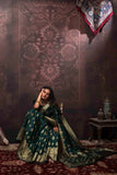 Green Banarsi Soft Silk & Jacquard Border Saree With Blouse image 3