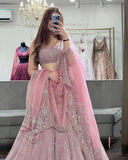 Premium Taffeta Satin Silk & Sequence Work  Lehenga Blouse With Dupatta image 3