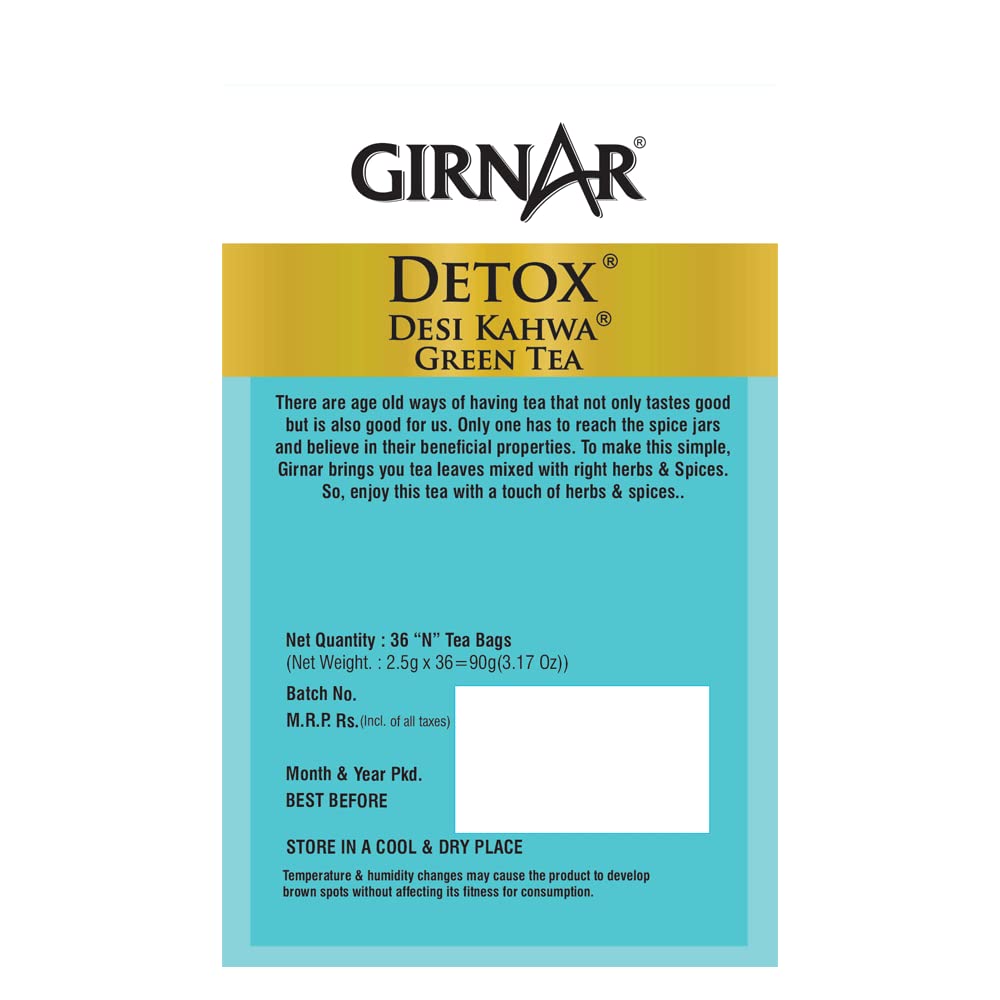 Girnar Detox Green Tea - Desi Kahwa - 36 Tea Bags image 3
