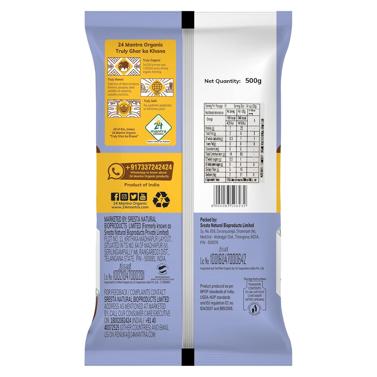 24 Mantra Organic Sattu Atta - 500 gm image 3