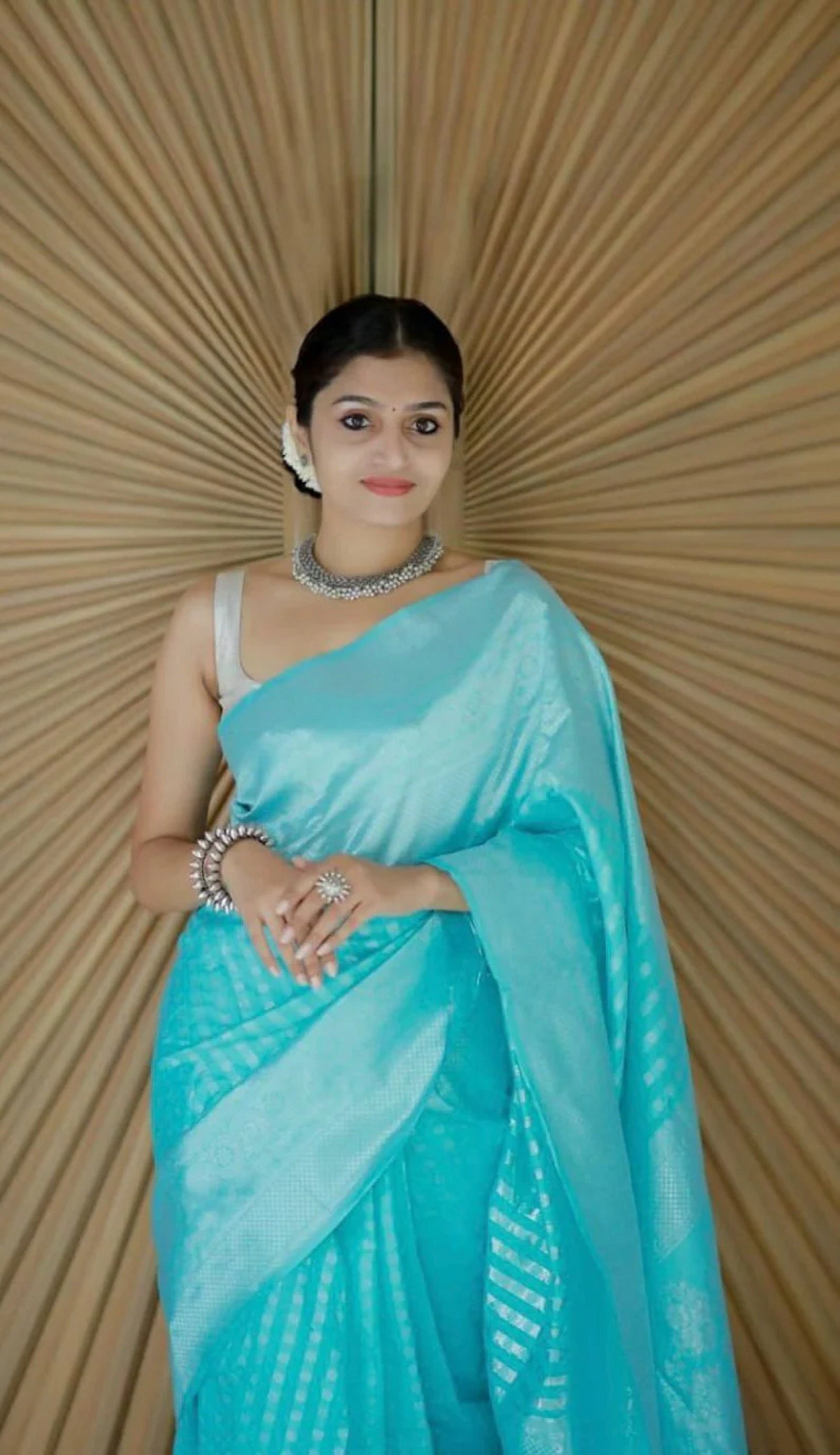 Soft Lichi Silk Saree With Unstitched Blouse image 3