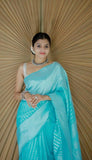 Soft Lichi Silk Saree With Unstitched Blouse image 3