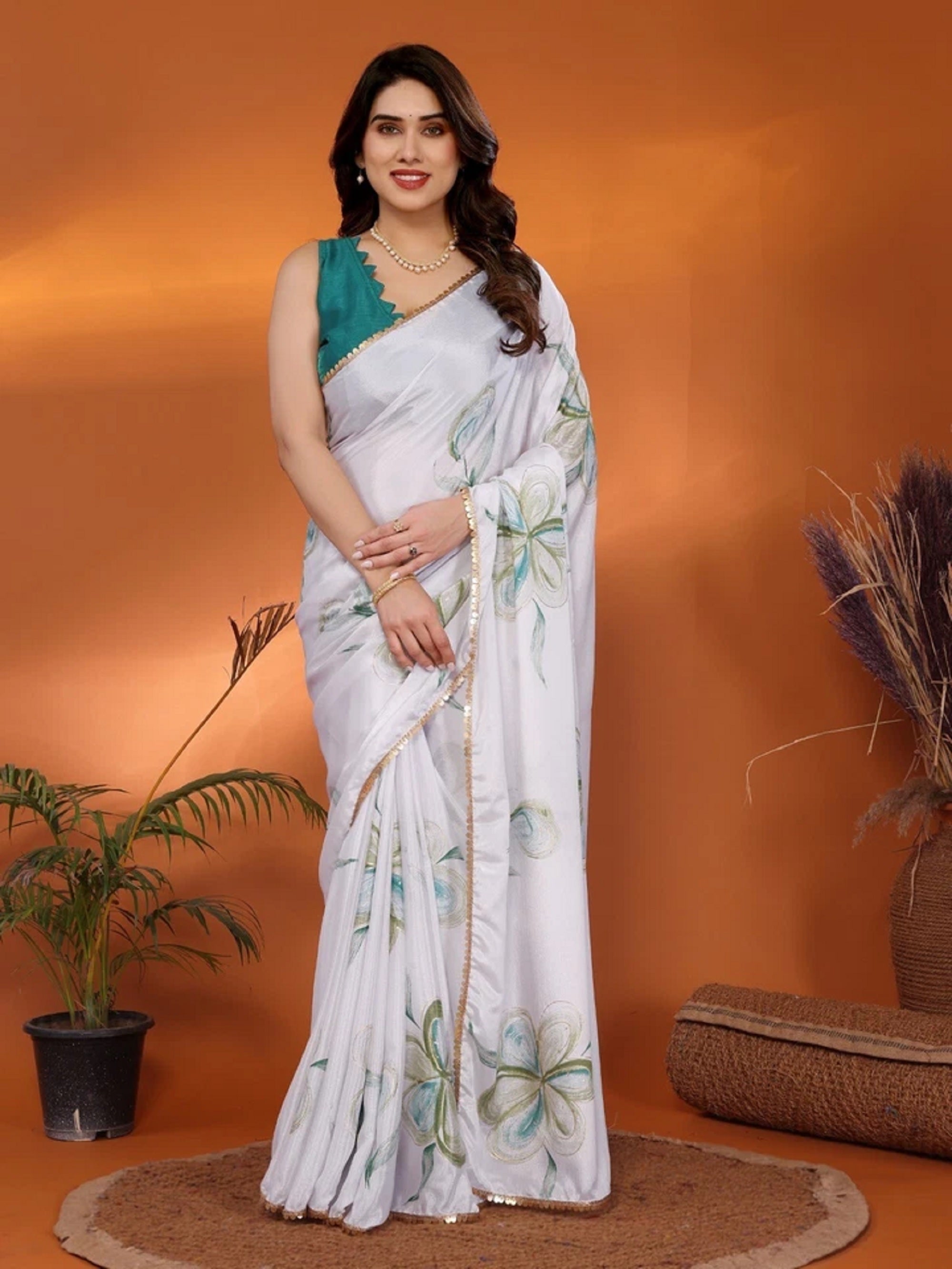 Chinon Chiffon Saree With Blouse image 3