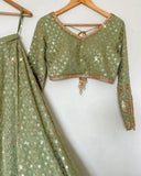 Green Sequence Work Lehenga Wedding Wear image 3
