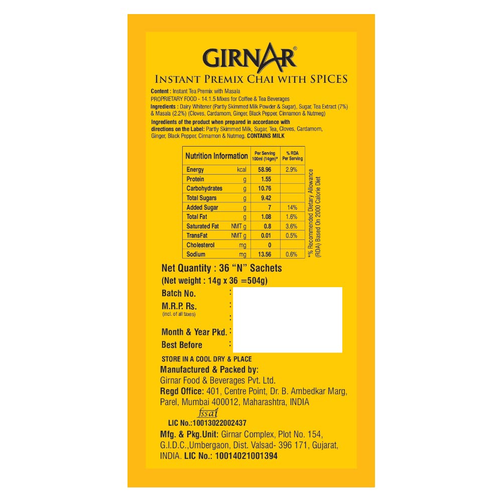 Girnar Masala Chai - 36 Sachets image 3