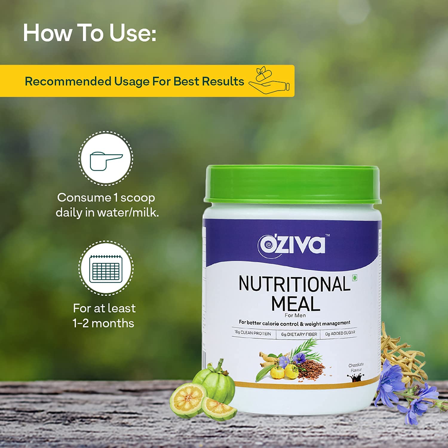 OZiva Nutritional Meal For Men - 16 Servings/ 500 gm image 3