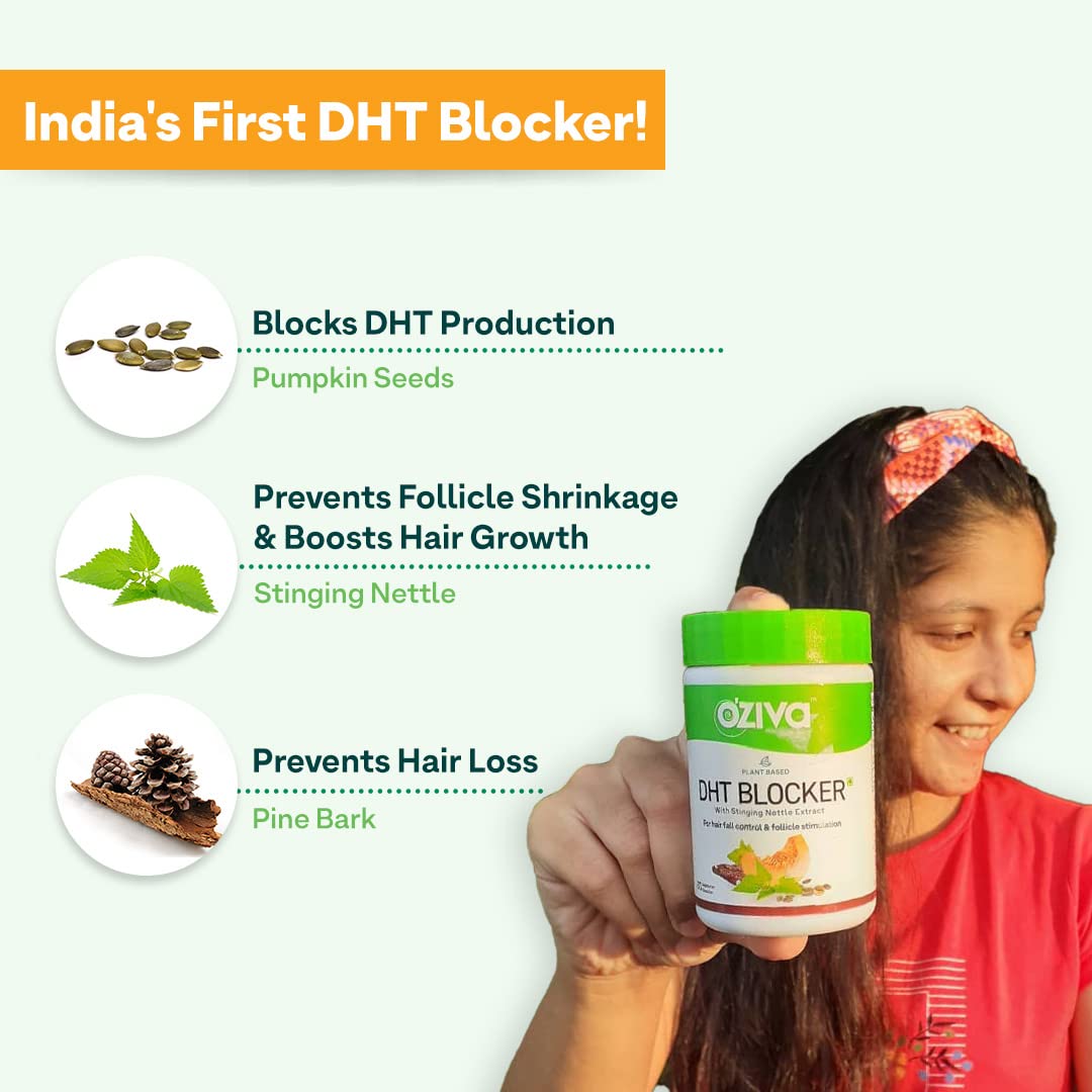 OZiva Plant Based DHT Blocker With Stinging Nettle Extract - 60 Cap image 3