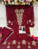 Faux Georgette Embroidery Work Salwar Kameez With Dupatta image 4