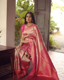 Wedding Wear Bollywood Ethnic Fancy Soft Lichi Silk Saree With Blouse image 3