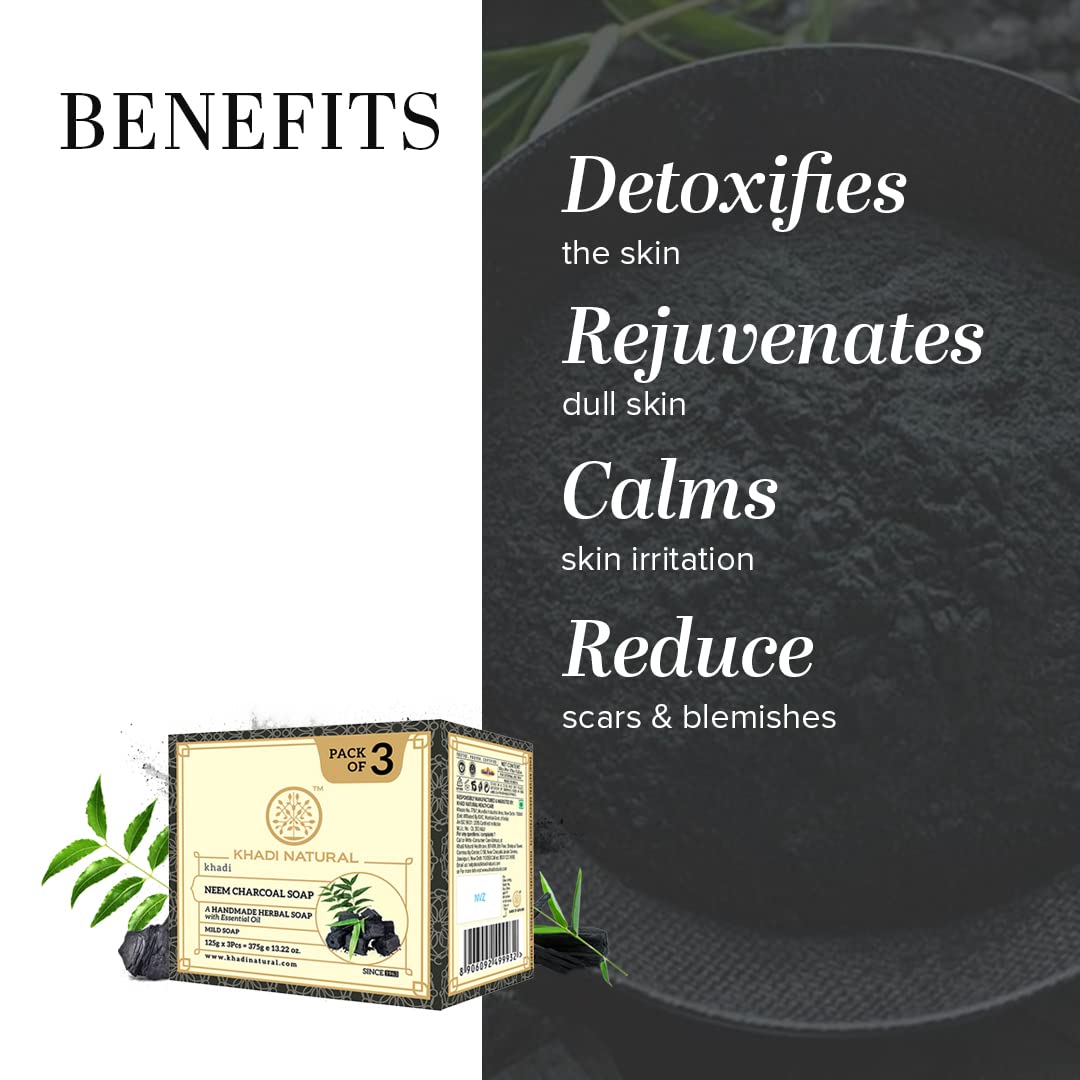 Khadi Natural Herbal Neem Charcoal Soap - Pack of 3 image 3