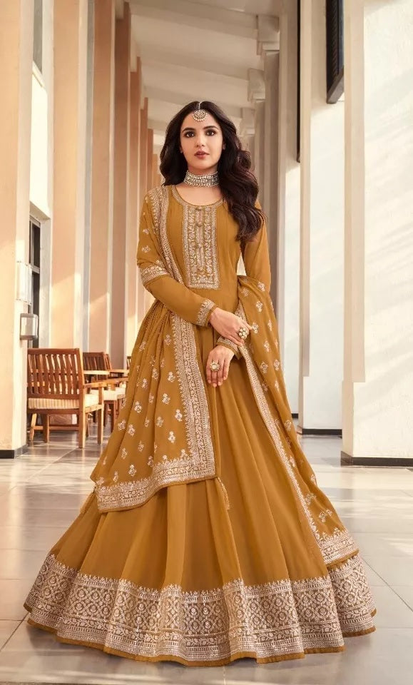 Blooming Georgette Embroidery Work Salwar Kameez Dupatta image 1