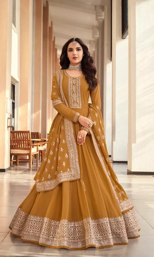 Blooming Georgette Embroidery Work Salwar Kameez Dupatta image 1