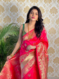 Pure Silk Zari Golden Weaving Rich Pallu Saree With Blouse image 3