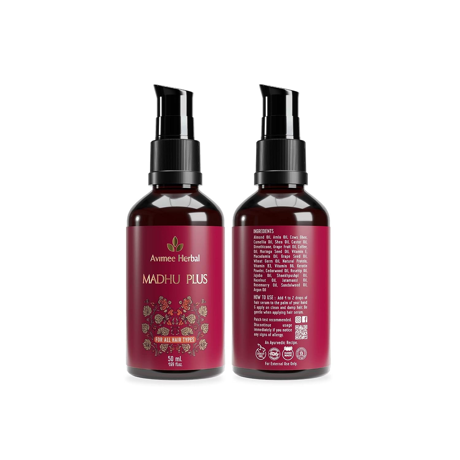 Avimee Herbal Keshpallav Hair Oil (100 ml) & Hairtone PV 1 Scalp Spray (100 ml) & Madhu Plus Hair Serum (50 ml) Combo Pack Golden Brown image 3