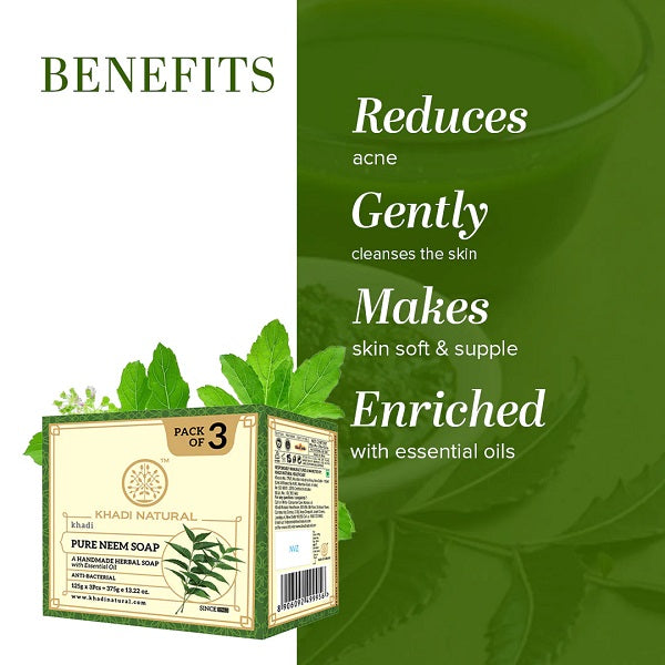 Khadi Natural Pure Neem Soap, 125g (Pack of 3) image 3