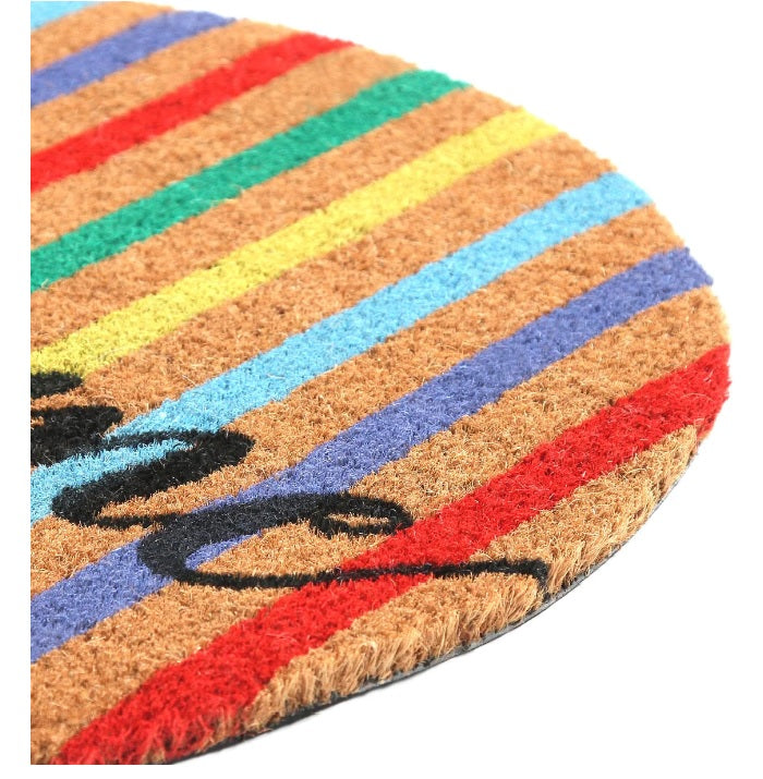 Colorful Welcome Printed Round Shaped Natural Coir Entrance Door Mat MR-1 image 3