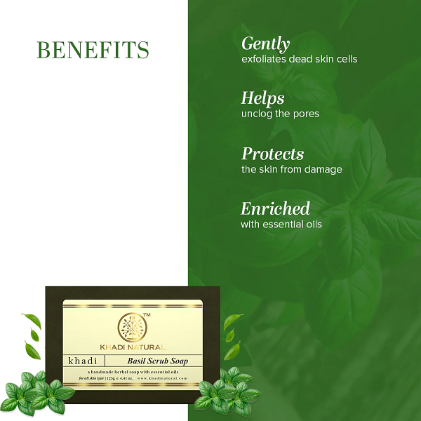 Khadi Natural Herbal Basil Scrub Soap image 3