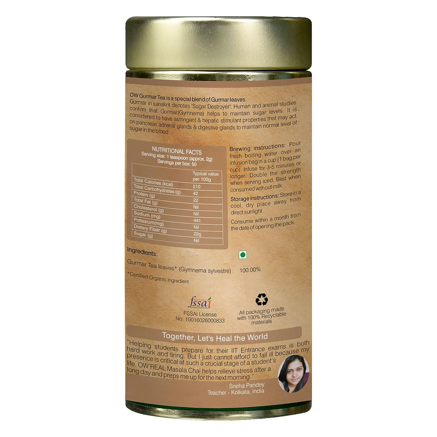 Organic Wellness Gurmar Gymnema Sylvestre Tea Tin image 3