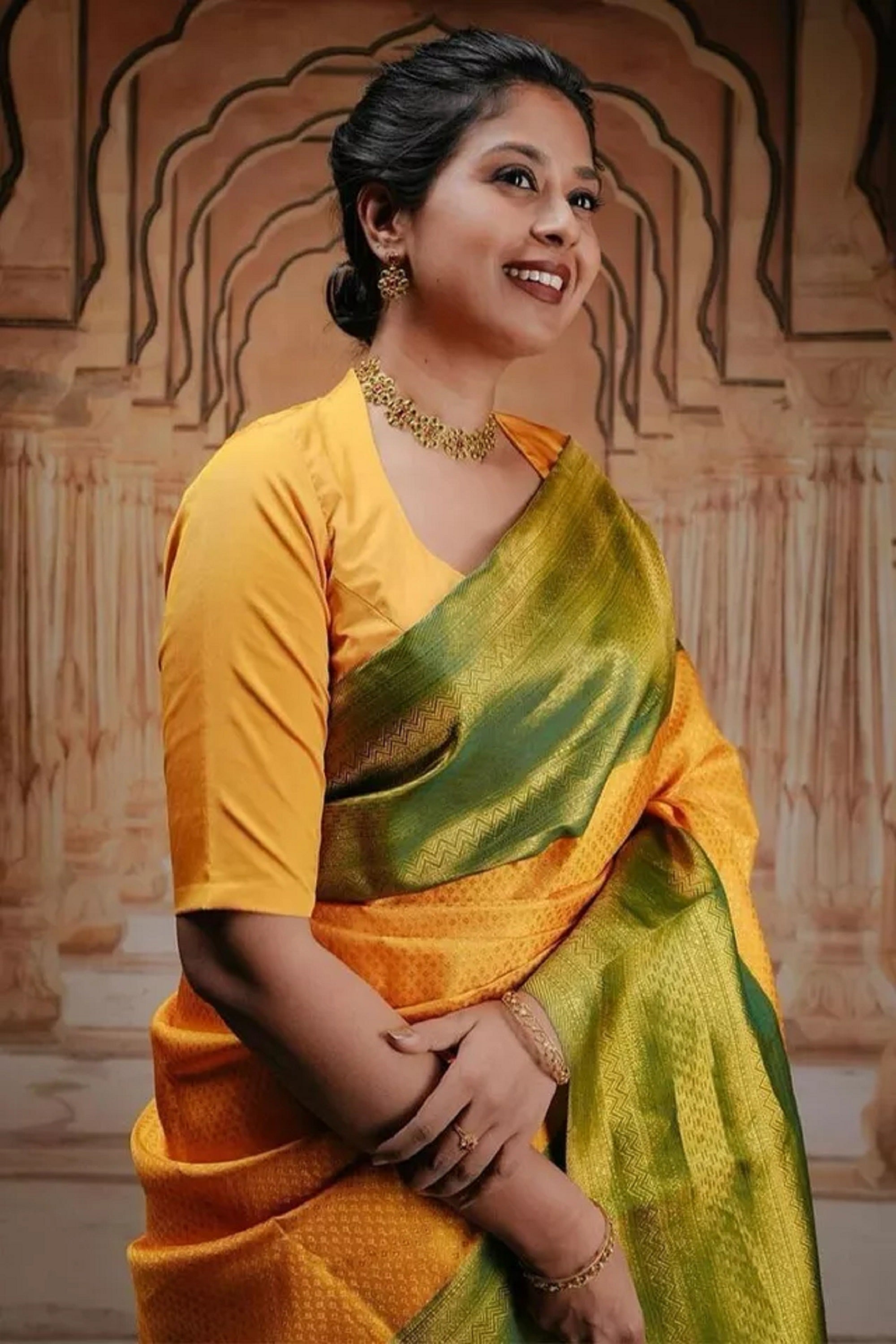 Banarasi Soft Silk Saree With Blouse image 3