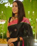 Black Banarsi Soft Silk Saree With Blouse image 2