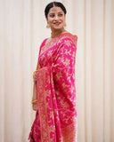 Rani Soft Lichi Silk Jacquard Work Saree image 3