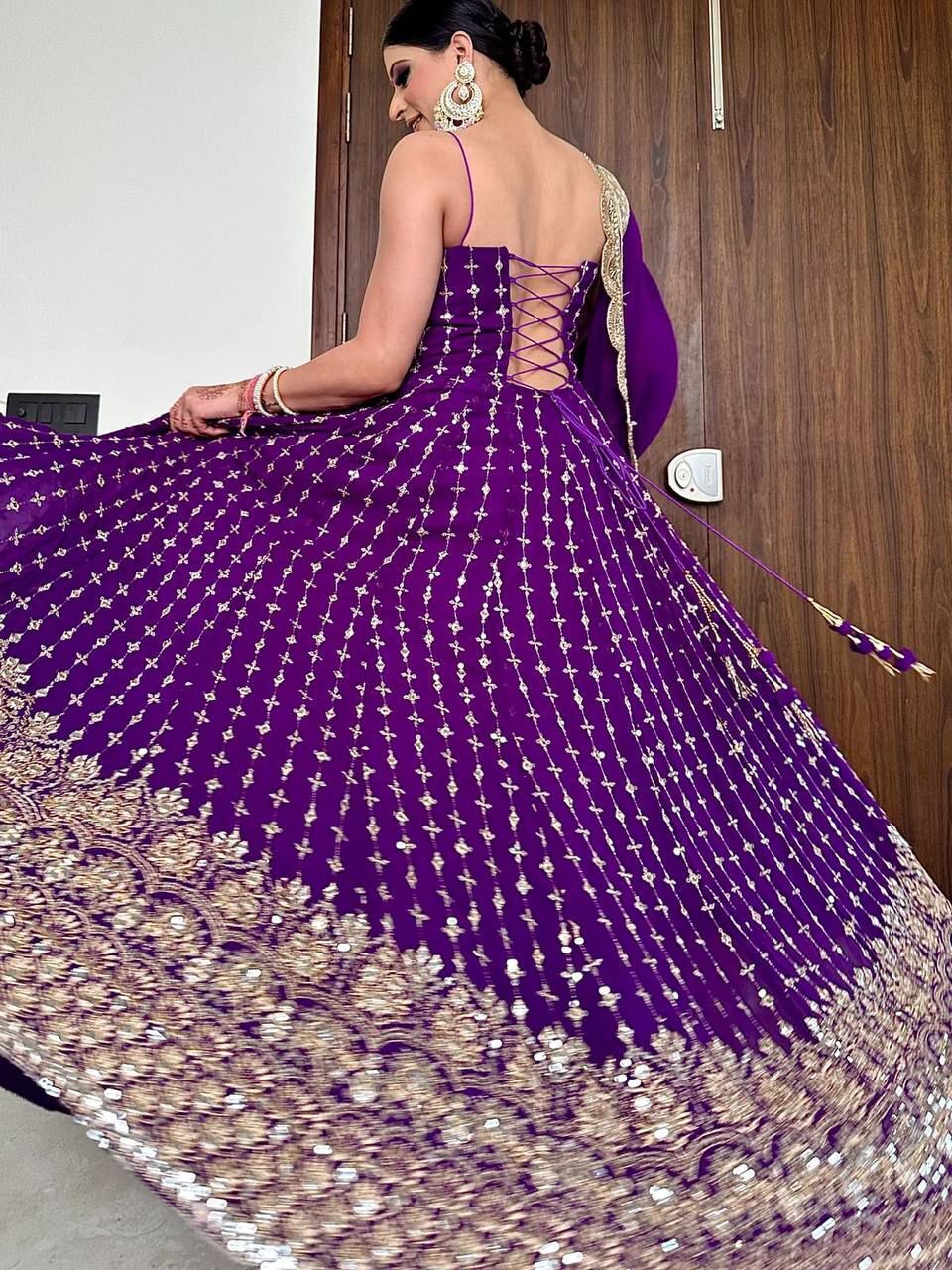 Georgette Embroider Sequence Work Gown With Dupatta image 3