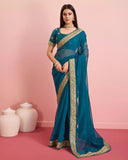 Tabby Silk Organza, Embroidery Lace Work Saree image 6
